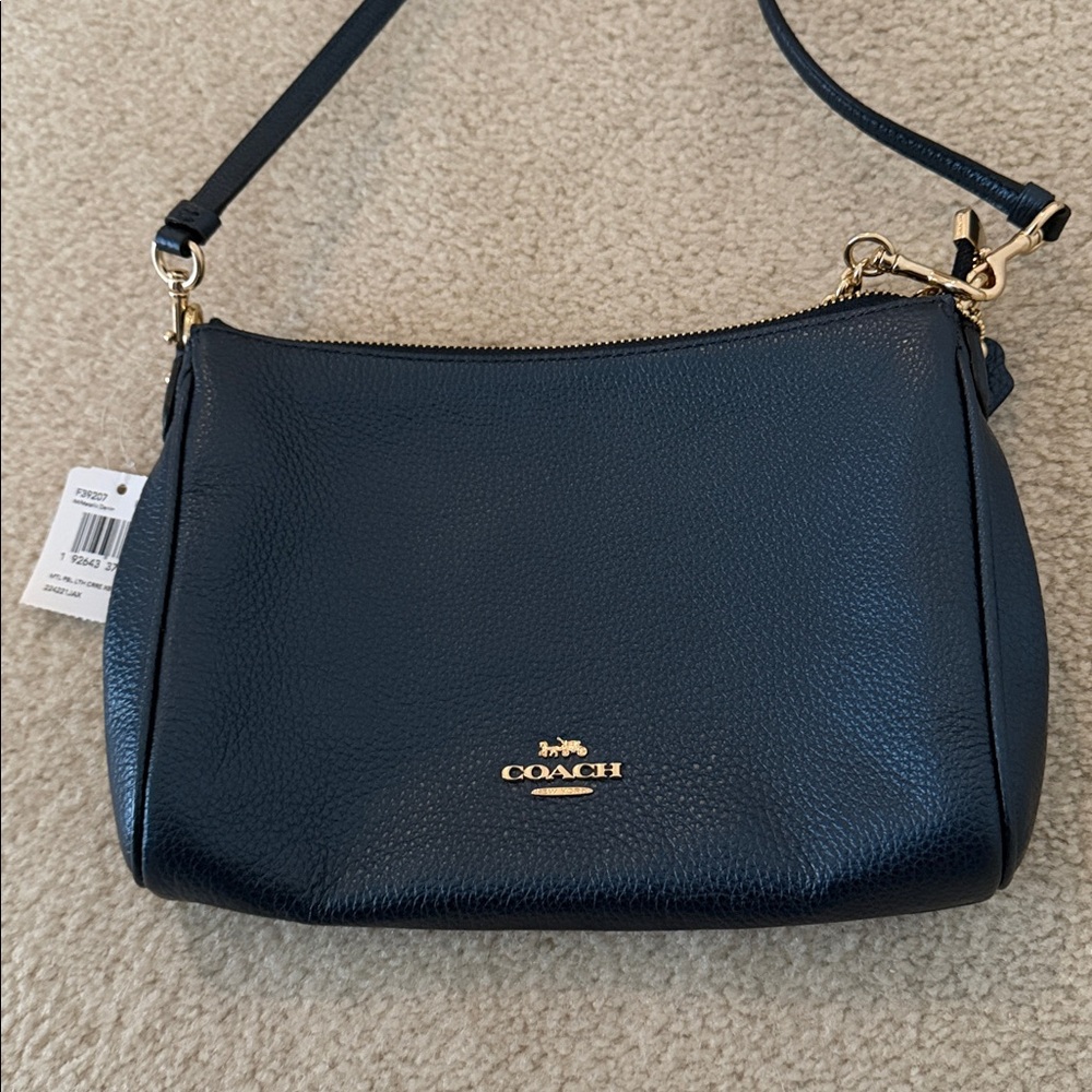 Coach Metallic Blue Leather Crossbody Bag